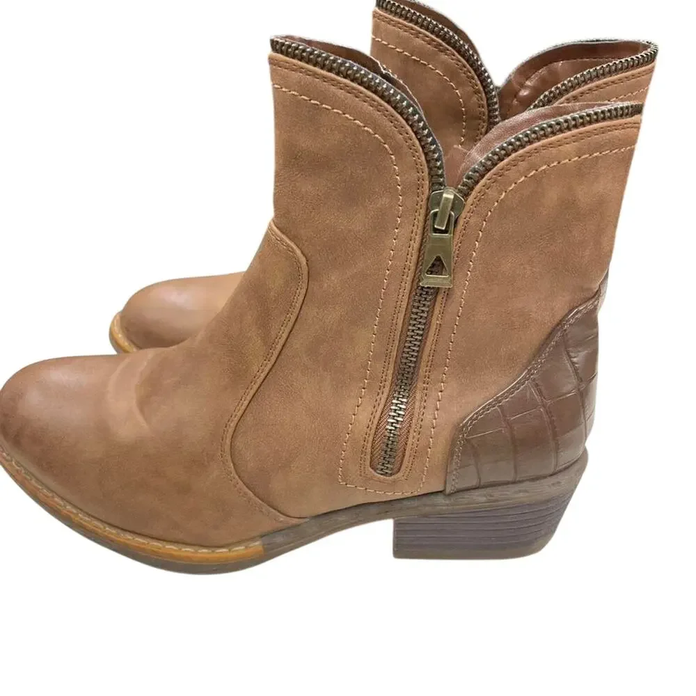 Tan leather ankle boots